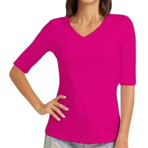 Women's V-Neck Top - Vibrant Pink